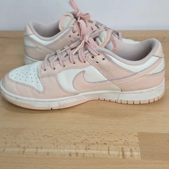 Nike-style Women's Dunk Low Top Sneakers in Light Pink and White Used Size 10 - Picture 7 of 12
